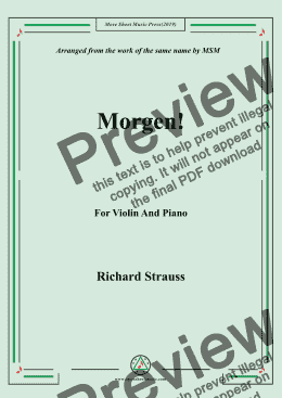 page one of Richard Strauss-Morgen!for Violin and Piano