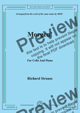 page one of Richard Strauss-Morgen!for Cello and Piano