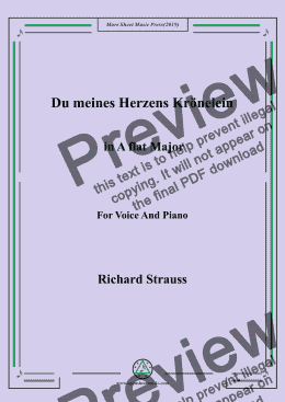 page one of Richard Strauss-Du meines Herzens Krönelein in A flat Major,For Voice&Pno