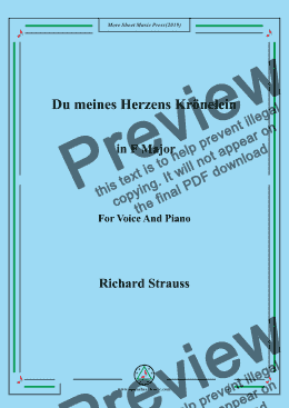 page one of Richard Strauss-Du meines Herzens Krönelein in F Major,For Voice&Pno