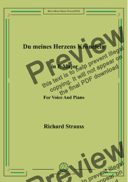 page one of Richard Strauss-Du meines Herzens Krönelein in E Major,For Voice&Pno