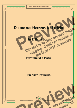 page one of Richard Strauss-Du meines Herzens Krönelein in E flat Major,For Voice&Pno