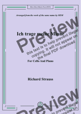 page one of Richard Strauss-Ich trage meine Minne, for Cello and Piano