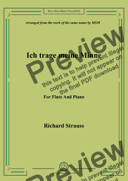 page one of Richard Strauss-Ich trage meine Minne, for Flute and Piano