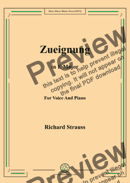 page one of Richard Strauss-Zueignung in E Major,For Voice&Pno