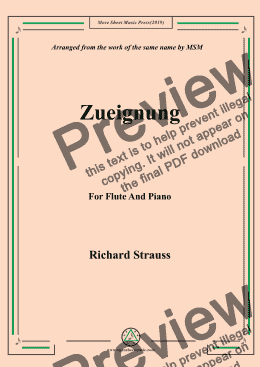 page one of Richard Strauss-Zueignung, for Flute and Piano