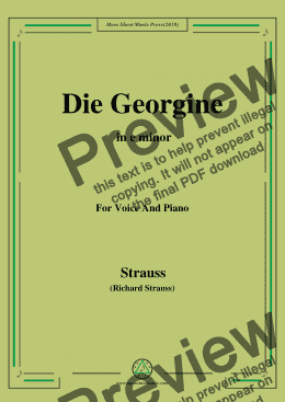 page one of Richard Strauss-Die Georgine in e minor,For Voice&Pno