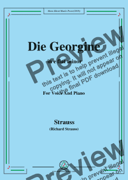 page one of Richard Strauss-Die Georgine in e flat minor,For Voice&Pno