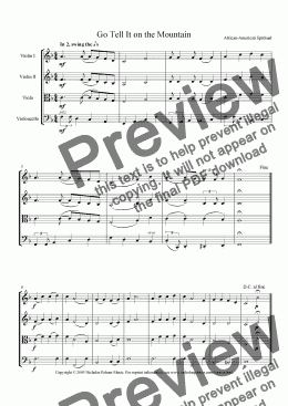 page one of Go Tell It on the Mountain (Easy String Quartet)