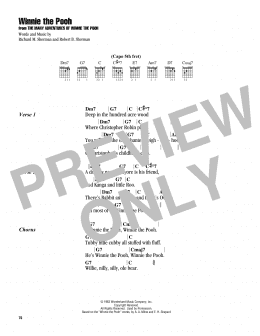 page one of Winnie The Pooh (from The Many Adventures Of Winnie The Pooh) (Guitar Chords/Lyrics)