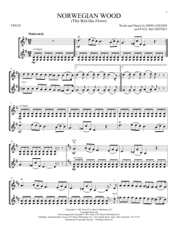 page one of Norwegian Wood (This Bird Has Flown) (Violin Duet)