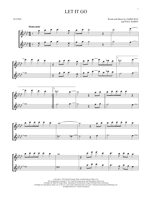 Let It Go (Flute Duet) - Print Sheet Music Now