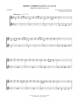 page one of Here Comes Santa Claus (Right Down Santa Claus Lane) (Trumpet Duet)