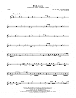 page one of Believe (from The Polar Express) (Violin Solo)