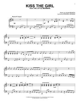 page one of Kiss The Girl (from The Little Mermaid) (Piano Solo)