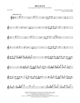 page one of Believe (from The Polar Express) (Alto Sax Solo)