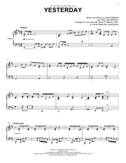 page one of Yesterday (Cello and Piano)