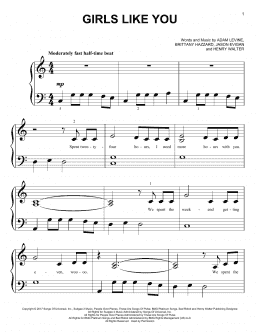 page one of Girls Like You (Big Note Piano)