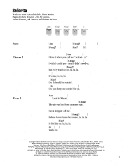 page one of Señorita (Guitar Chords/Lyrics)