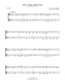 page one of Zip-A-Dee-Doo-Dah (from Song Of The South) (arr. Mark Phillips) (Clarinet Duet)