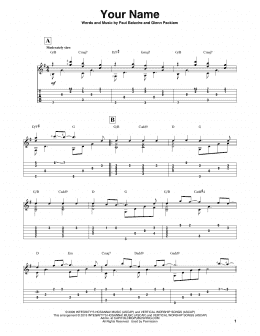 page one of Your Name (Solo Guitar Tab)