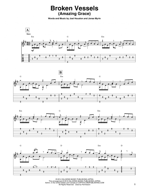 Broken Vessels (Amazing Grace) (Solo Guitar) - Print Sheet Music Now