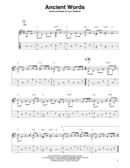 page one of Ancient Words (Solo Guitar)