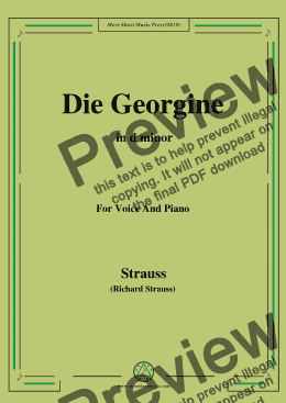 page one of Richard Strauss-Die Georgine in d minor,For Voice&Pno