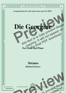 page one of Richard Strauss-Die Georgine, for Flute and Piano