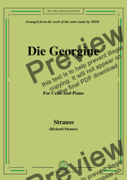 page one of Richard Strauss-Die Georgine, for Cello and Piano