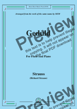 page one of Richard Strauss-Geduld, for Flute and Piano