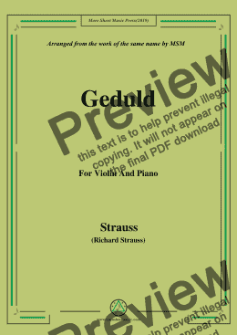 page one of Richard Strauss-Geduld, for Violin and Piano