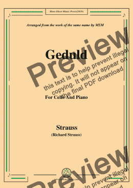 page one of Richard Strauss-Geduld, for Cello and Piano