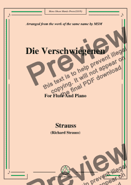 page one of Richard Strauss-Die Verschwiegenen, for Flute and Piano