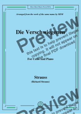 page one of Richard Strauss-Die Verschwiegenen, for Cello and Piano