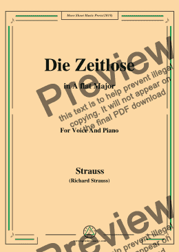 page one of Richard Strauss-Die Zeitlose in A flat Major,For Voice&Pno