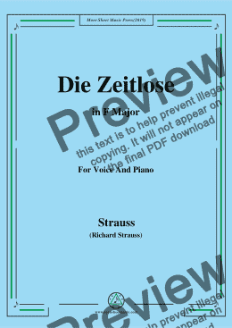 page one of Richard Strauss-Die Zeitlose in F Major,For Voice&Pno