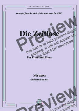 page one of Richard Strauss-Die Zeitlose, for Flute and Piano