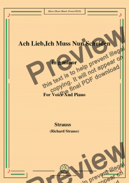 page one of Richard Strauss-Ach Lieb,Ich Muss Nun Scheiden in g minor,For Voice&Pno