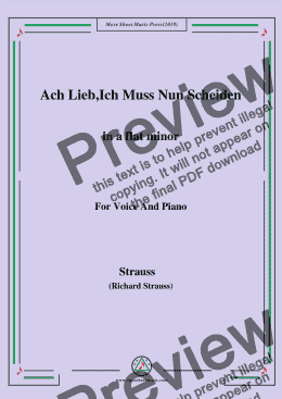 page one of Richard Strauss-Ach Lieb,Ich Muss Nun Scheiden in a flat minor,For Voice&Pno