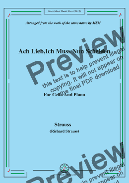 page one of Richard Strauss-Ach Lieb,Ich Muss Nun Scheiden, for Cello and Piano