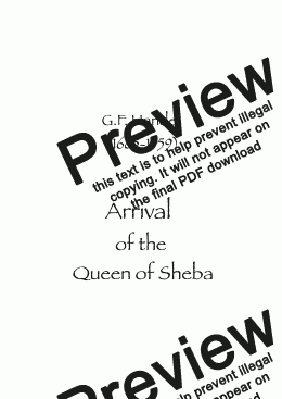 page one of Arrival of the Queen of Sheba