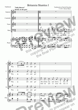 page one of Britannia Shanties I for Choir and Piano