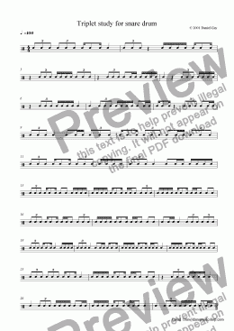 page one of Triplet study for snare drum