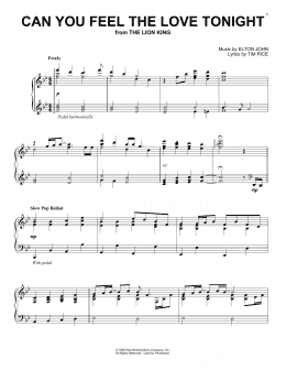 page one of Can You Feel The Love Tonight (from The Lion King) (Piano Solo)