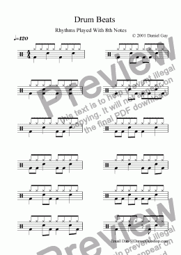 page one of 8th Note Drum Rhythms