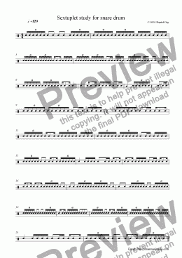 page one of Sextuplet study for snare drum