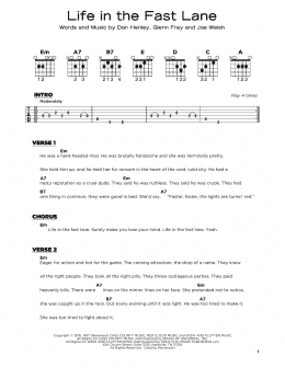 page one of Life In The Fast Lane (Really Easy Guitar)