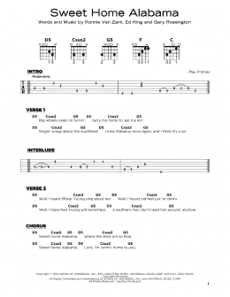 page one of Sweet Home Alabama (Really Easy Guitar)