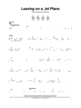 page one of Leaving On A Jet Plane (Really Easy Guitar)